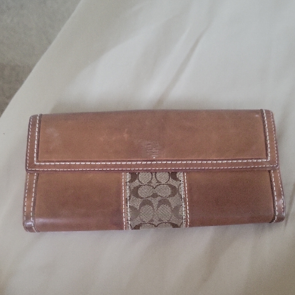 Coach Brown Wallet with Gold Accent - Picture 3 of 8